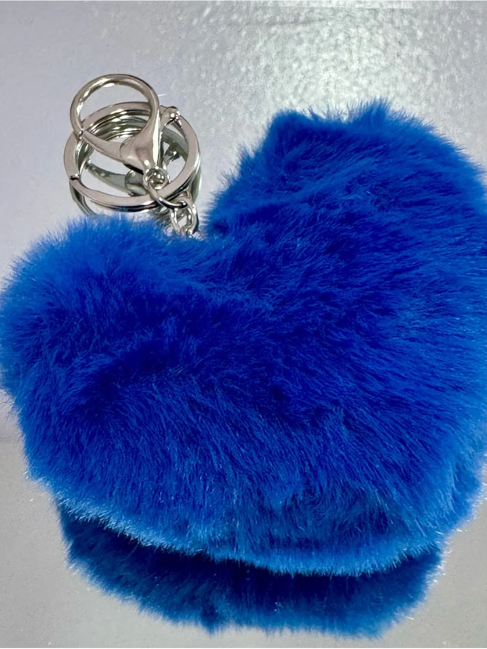 New Royal Blue Faux Fur Fluffy Heart